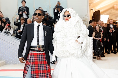 NEW YORK, NEW YORK - MAY 01: (L-R) A$AP Rocky and Rihanna attend The 2023 Met Gala Celebrating "Karl...