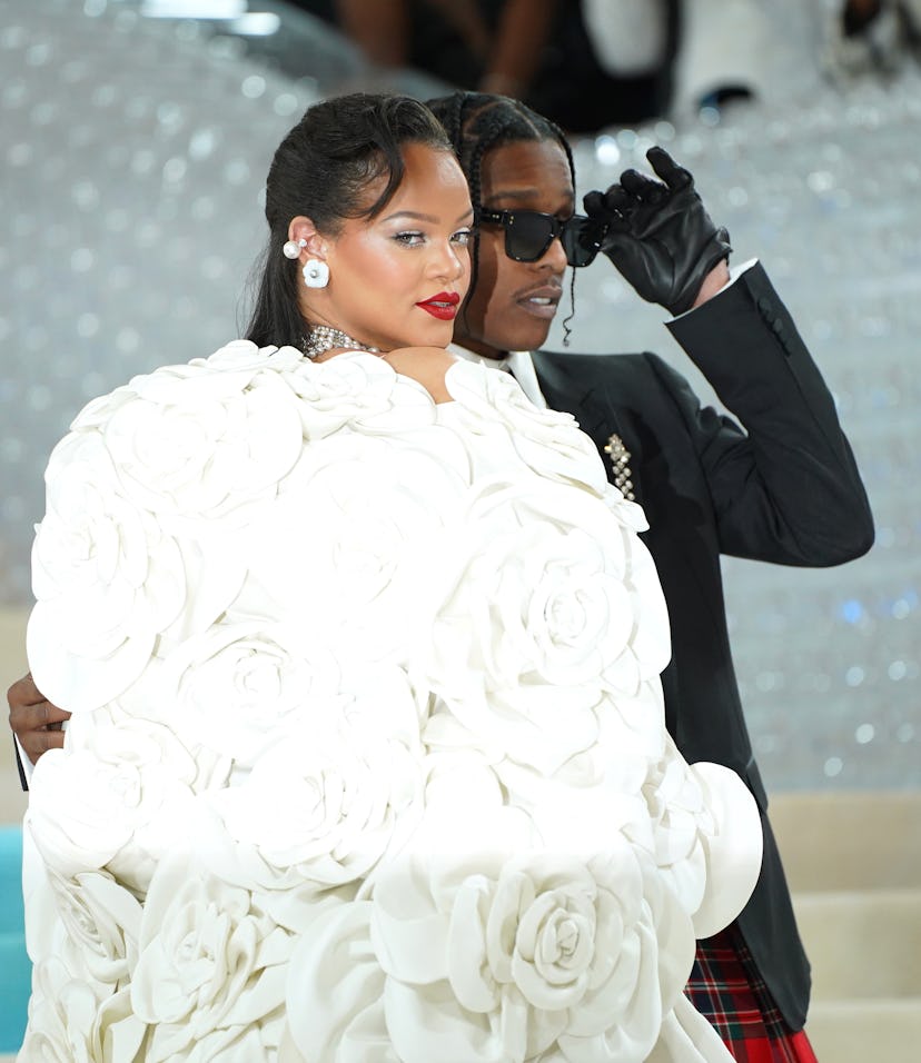 NEW YORK, NEW YORK - MAY 01: Rihanna and A$AP Rocky attend The 2023 Met Gala Celebrating "Karl Lager...