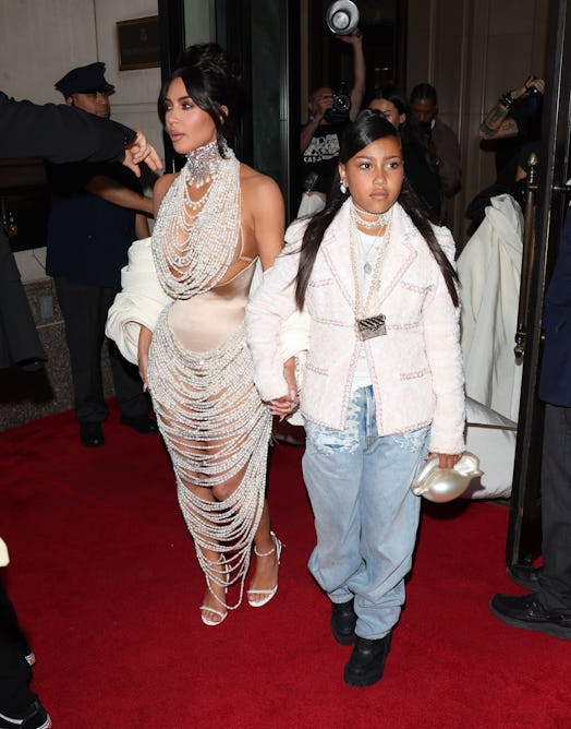 Kim Kardashian and North West are seen leaving the Ritz Hotel 