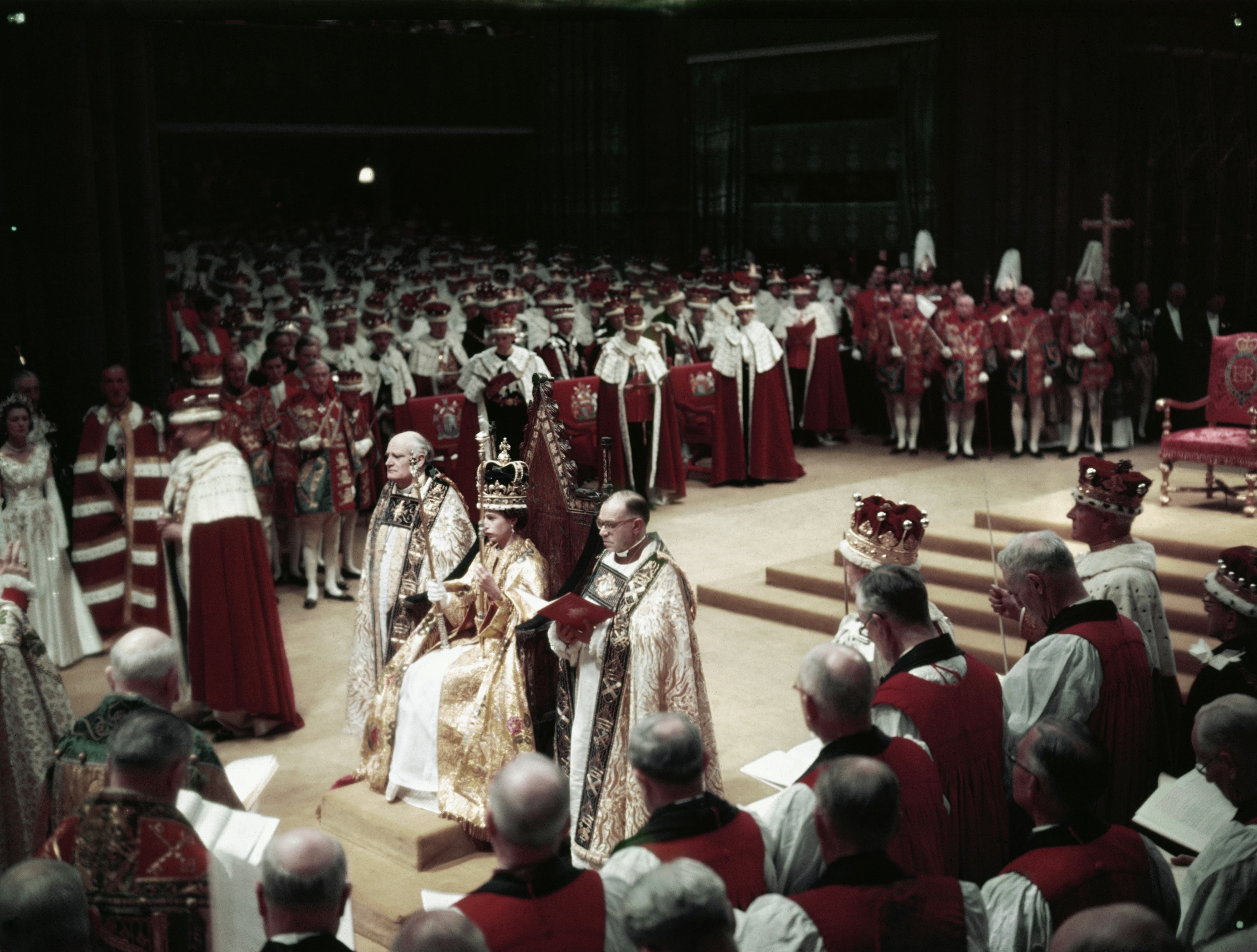 (Original Caption) Coronation. London, England: Queen Elizabeth, just after the crowning.