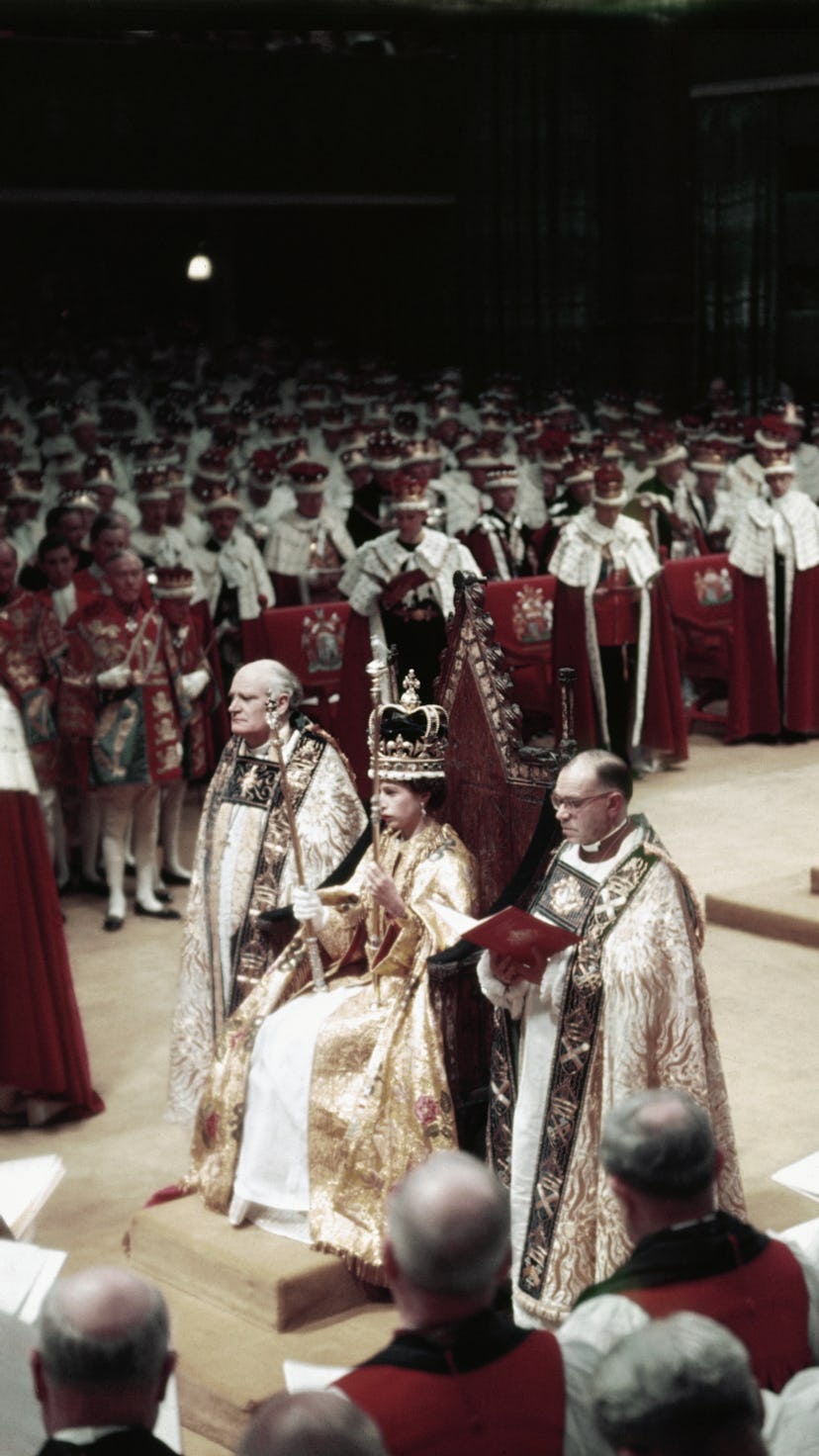 (Original Caption) Coronation. London, England: Queen Elizabeth, just after the crowning.