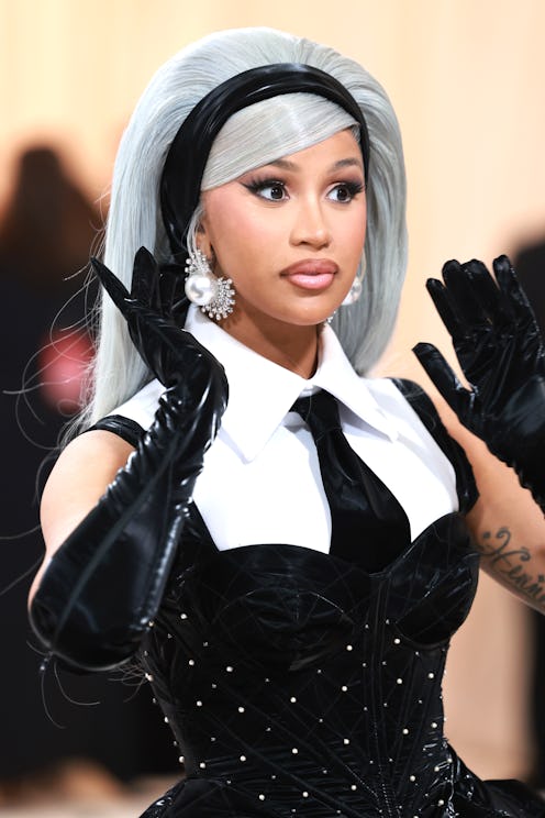 Cardi B Met Gala 2023 with grey hair and headband