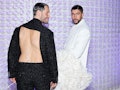 NEW YORK, NEW YORK - MAY 01: (L-R) Simon Porte Jacquemus  and Bad Bunny attend The 2023 Met Gala Cel...