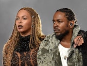 LOS ANGELES, CA - JUNE 26:  Recording artists Beyonce (L) and Kendrick Lamar perform onstage during ...