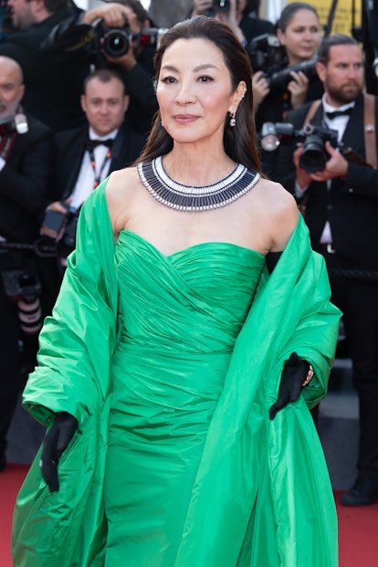 CANNES, FRANCE - MAY 21: Michelle Yeoh attends the "Firebrand (Le Jeu De La Reine)" red carpet durin...