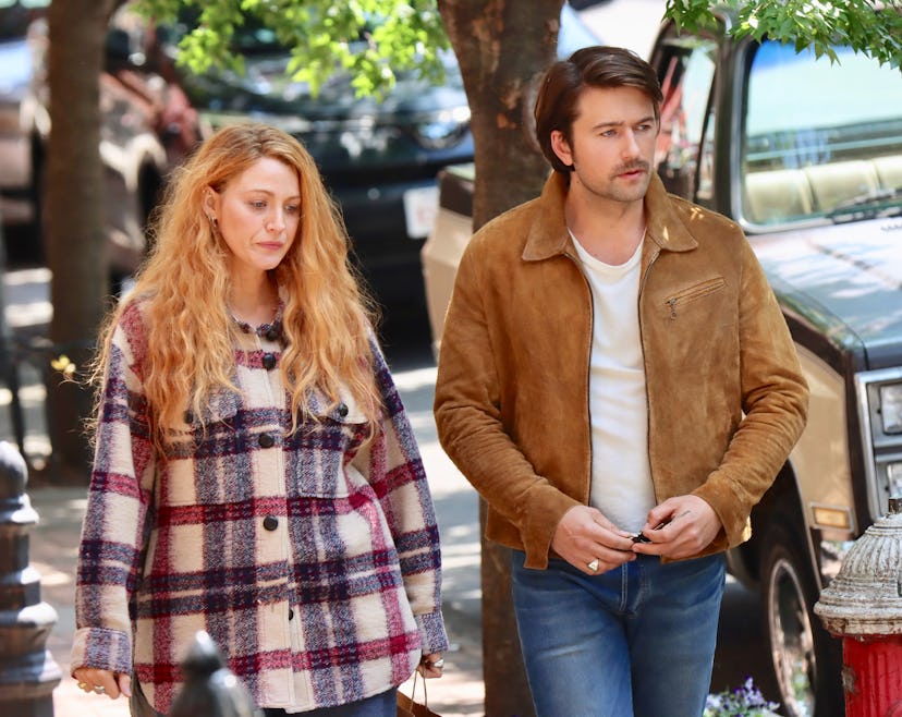 HOBOKEN, NJ - MAY 18: Blake Lively and Brandon Sklenar are seen on the set of "It Ends With Us" on M...