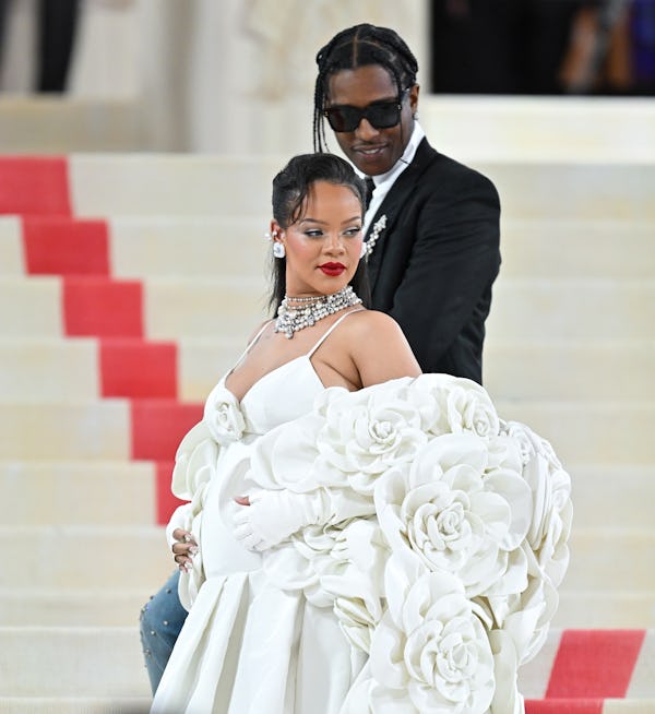 NEW YORK, NEW YORK - MAY 01: Rihanna and A$AP Rocky attend The 2023 Met Gala Celebrating "Karl Lager...