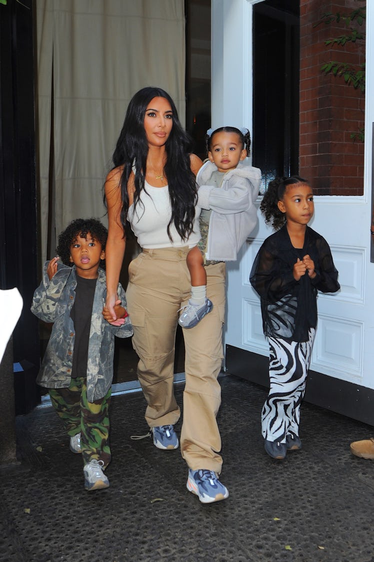 NEW YORK, NY - SEPTEMBER 29:  Kim Kardashian and the Kids seen leaving Hotel to attend a Sunday chur...