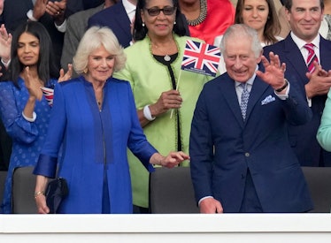 Britain's Queen Camilla (L) and Britain's King Charles III