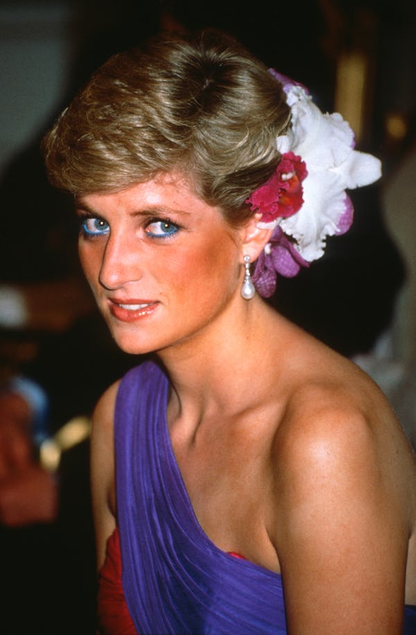 Princess Diana wearing blue eyeliner in 1988.