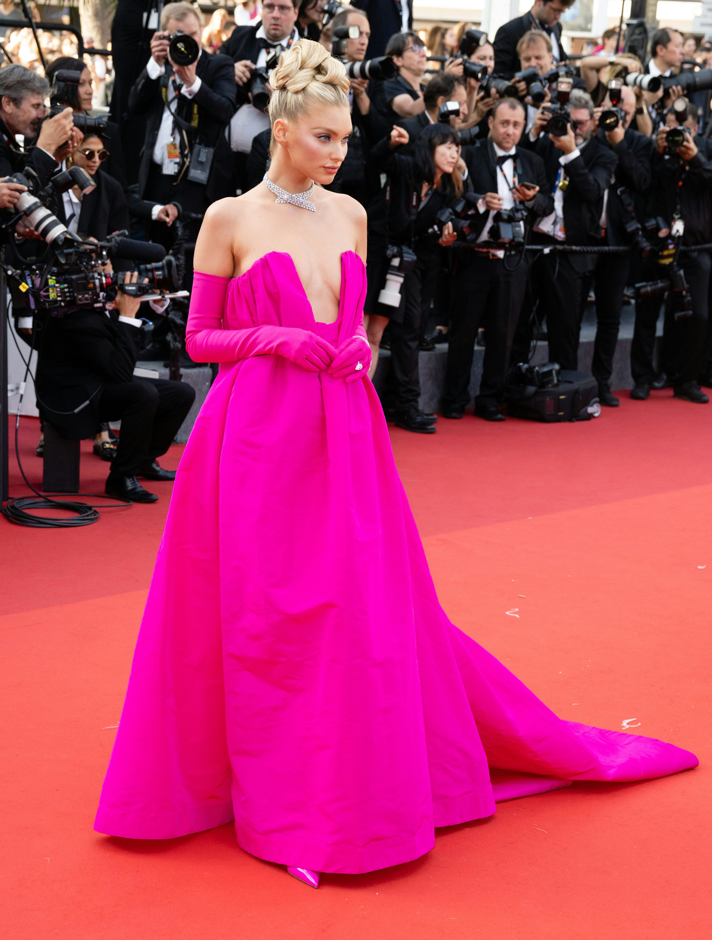 Elsa Hosk's Couture Cannes Gown Was Falling Off Her Body