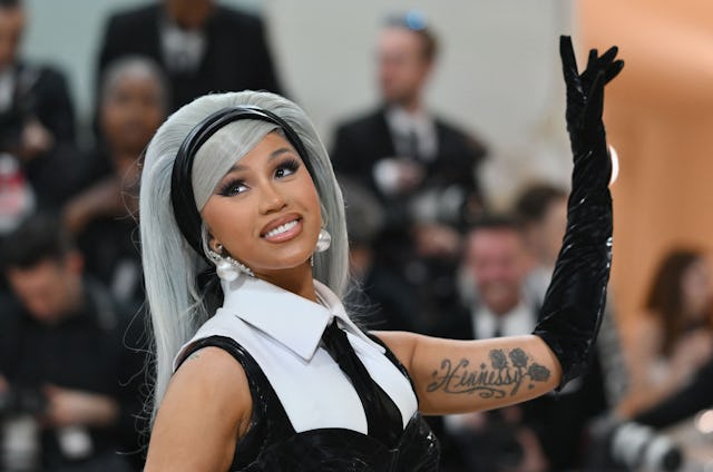 US rapper Cardi B arrives for the 2023 Met Gala at the Metropolitan Museum of Art on May 1, 2023, in...