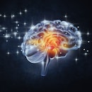 Human brain activity on dark background