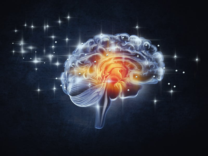 Human brain activity on dark background