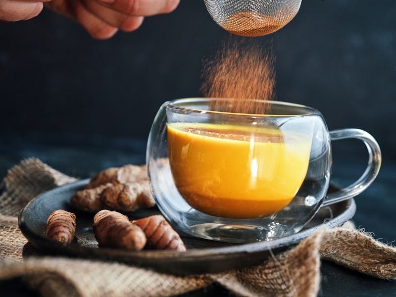 Fresh Made Golden Milk with Turmeric, Cinnamon and Ginger