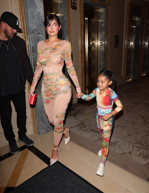 Kylie Jenner and Stormi printed matching outfits 