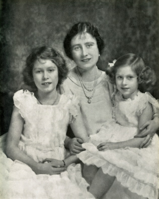 Queen Elizabeth poses with daughters Elizabeth and Margaret in 1937.