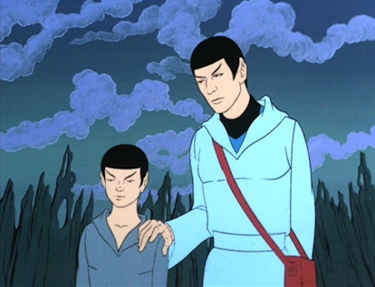 LOS ANGELES - SEPTEMBER 15: From left to right, Young Spock  and Mr. Spock (voice by Leonard Nimoy) ...