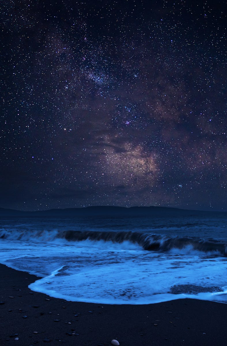 Starry sky with milky way over the sea