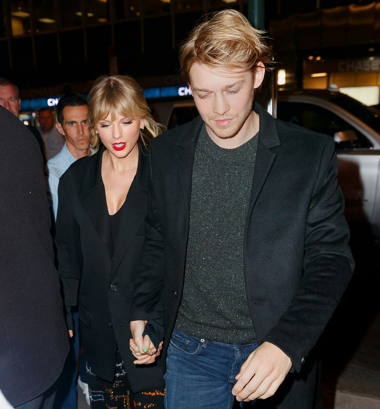 NEW YORK, NEW YORK - OCTOBER 06: Taylor Swift and Joe Alwyn arrive at Zuma on October 06, 2019 in Ne...