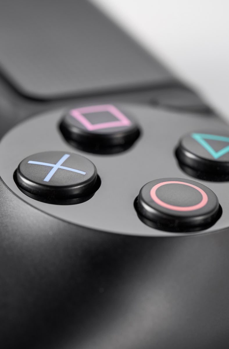 Detail of the buttons on a Sony DualShock 4 wireless controller, taken on January 22, 2016. (Photo b...