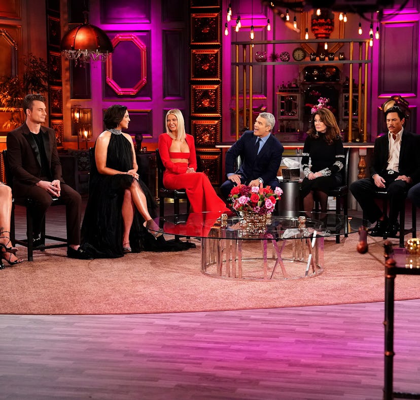 VANDERPUMP RULES -- "Reunion" -- Pictured: (l-r) Lala Kent, James Kennedy, Katie Maloney, Ariana Mad...
