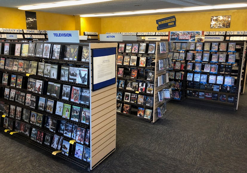 This photo taken on July 26, 2020 shows the interior of the last remaining Blockbuster store, in Ben...