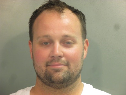 Josh Duggar poses for a booking photo after his arrest April 29, 2021 in Fayetteville, Arkansas. 