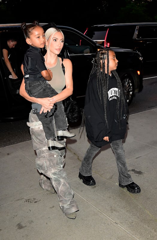 NEW YORK, NY - JULY 12: Kim Kardashian, Chicago West and North West are seen seen in Midtown on Jul…