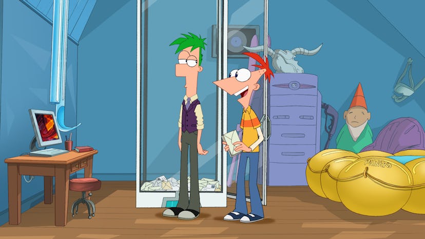 Phineas and Ferb in "Act Your Age", a special episode set ten years in the future. (Disney XD via Ge...