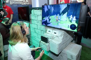 NEW YORK, NY - JANUARY 13:  In this photo provided by Nintendo of America, A guest enjoys playing Th...