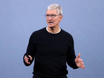 CUPERTINO, CALIFORNIA - SEPTEMBER 10: Apple CEO Tim Cook delivers the keynote address during a speci...