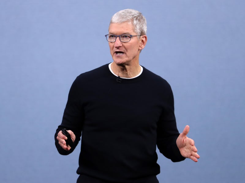 CUPERTINO, CALIFORNIA - SEPTEMBER 10: Apple CEO Tim Cook delivers the keynote address during a speci...