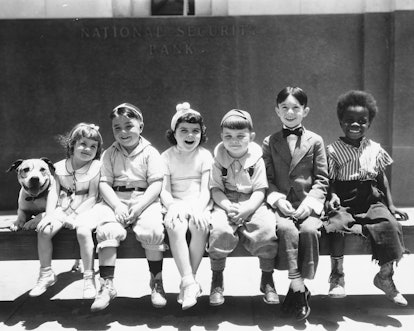 Our Gang (from left: Pete the pup, Darla Hood (1931-1979), US child actress, George McFarland (1928-...
