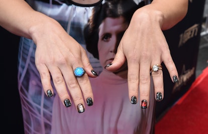 Billie Lourd galaxy star wars nails at Carrie Fisher walk of fame ceremony 2023