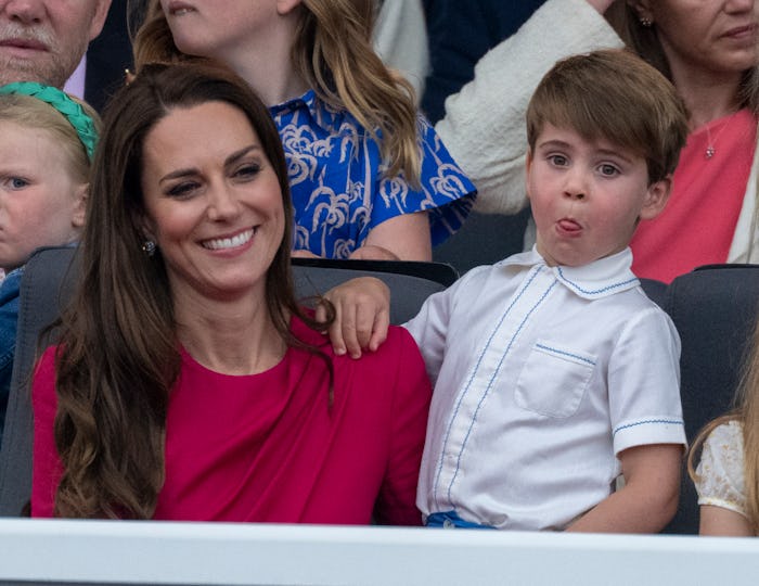 LONDON, ENGLAND - JUNE 05: Catherine, Duchess of Cambridge and Prince Louis of Cambridge attend the ...
