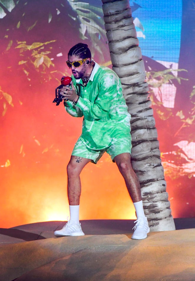 ORLANDO, FLORIDA - AUGUST 05: Bad Bunny performs at Camping World Stadium on August 05, 2022 in Orla...