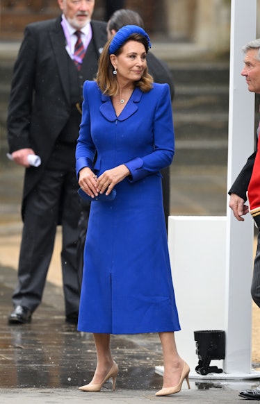 LONDON, ENGLAND - MAY 06: Carole Middleton arrives at Westminster Abbey for the Coronation of King C...