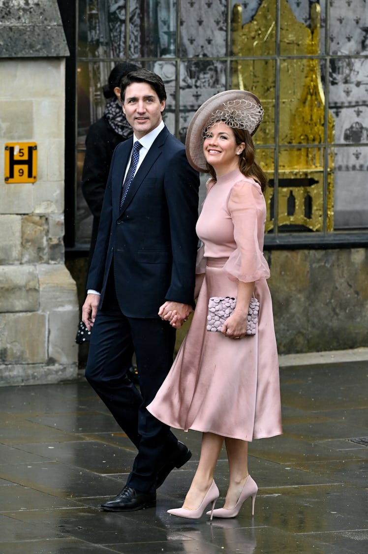 Canadian prime minister Justin Trudeau and wife Sophie Trudeau arrive to attend the Coronation