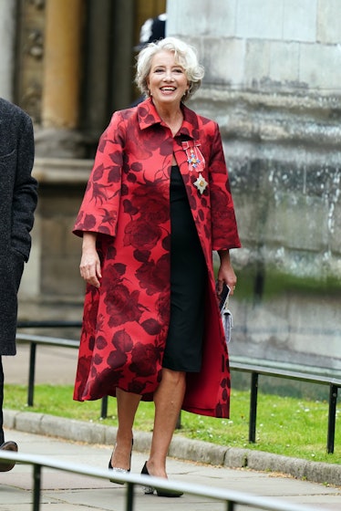 LONDON, ENGLAND - MAY 06: Dame Emma Thompson arrives at Westminster Abbey ahead of the Coronation of...