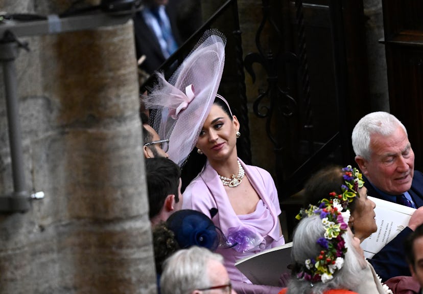LONDON, ENGLAND - MAY 06: Katy Perry during the Coronation of King Charles III and Queen Camilla on ...