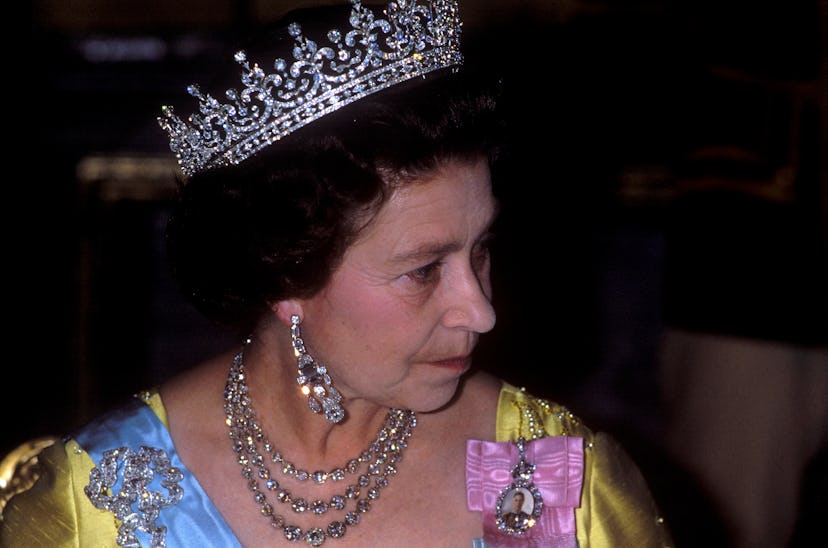 Queen Elizabeth II, Sweden, Queen Elizabeth ll attends the State Banquet given in her honour by King...
