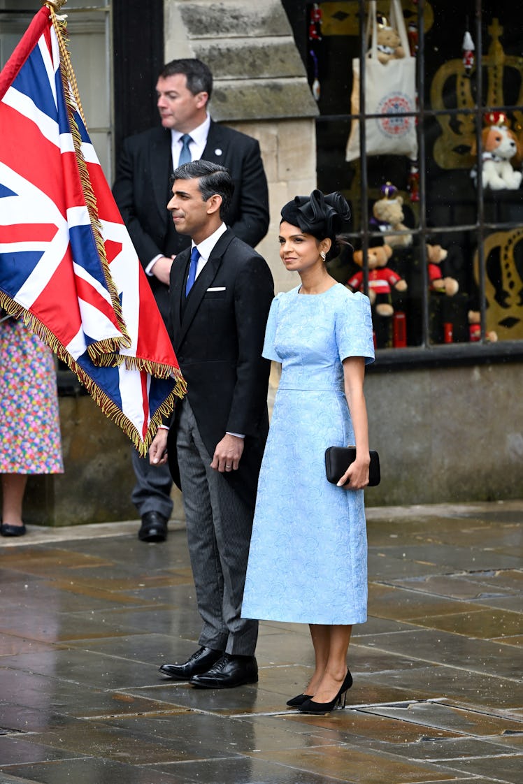 British Prime Minister Rishi Sunak and his wife Akshata Murty arrive