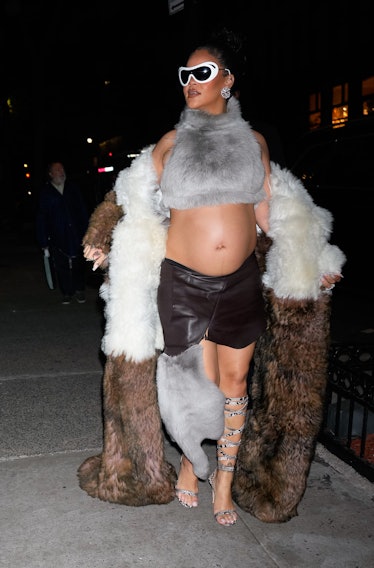 Rihanna wears custom LOEWE seen on May 05, 2023 in New York City.
