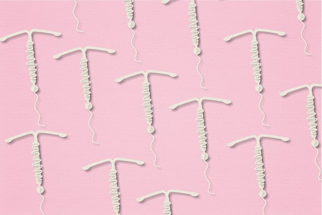 Concept hormonal contraception  on a pink background, in an article about postpartum sex