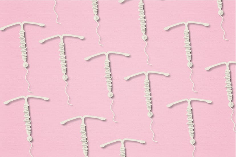 Concept hormonal contraception  on a pink background, in an article about postpartum sex