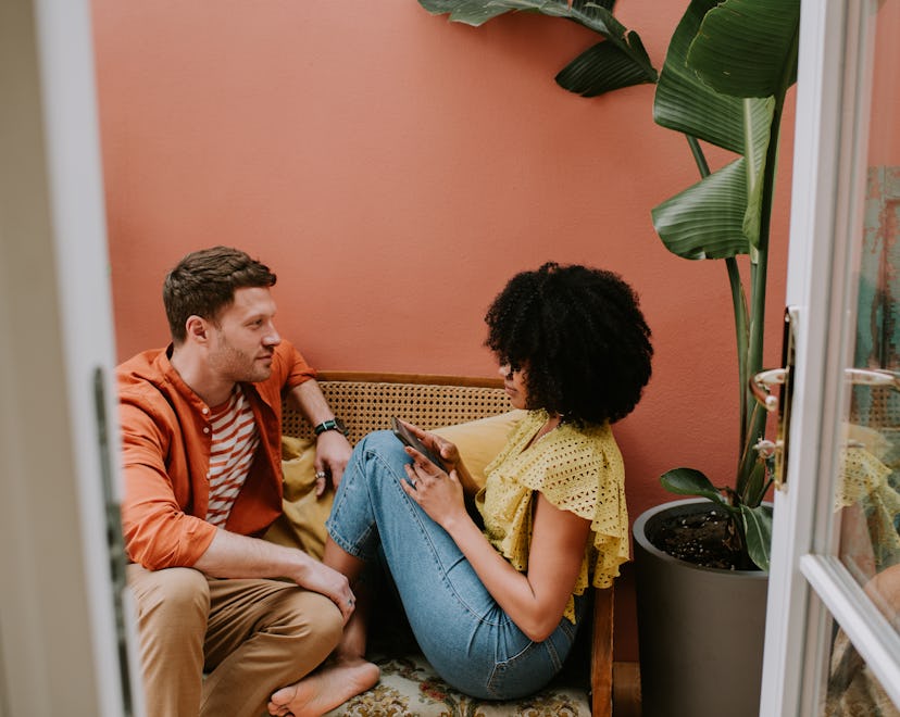 A couple talking about postpartum sex and what it might be like now.