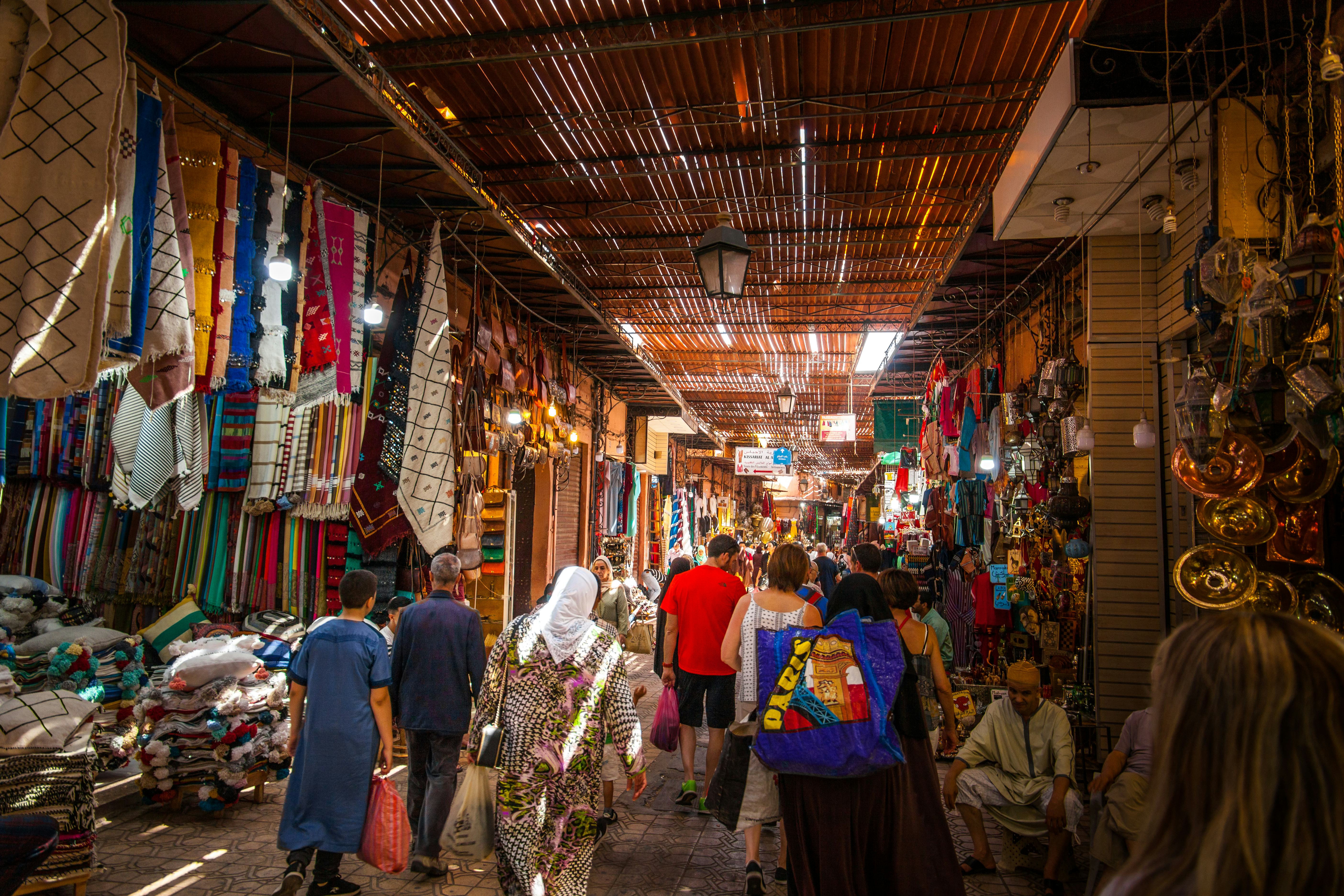 People visiting Marrakesh Souks, old market place,one of the biggest market souks in the world, Marr&hellip;