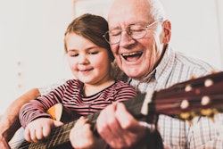 grandfather and granddaughter playing guitar in father's day gifts for grandpa guide