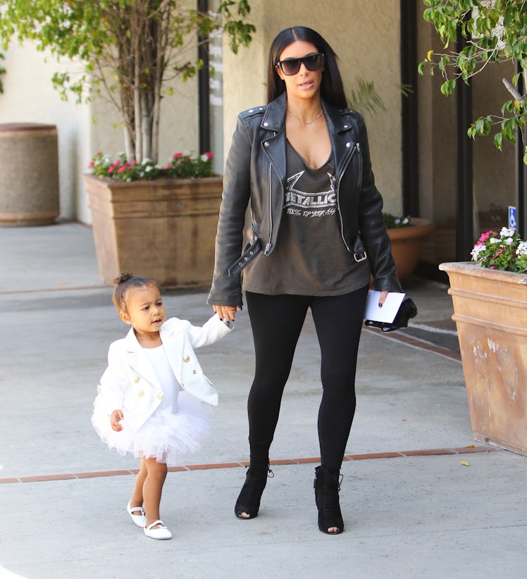 Kim Kardashian and North West are seen in Los Angeles on May 28, 2015 in Los Angeles, California.